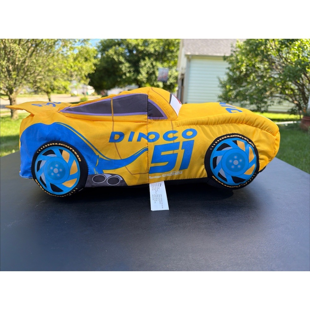 Disney Pixar CARS Dinoco 51 Yellow Cruz Ramirez 14" Reversible Plush Flipazoo - Picture 2 of 16